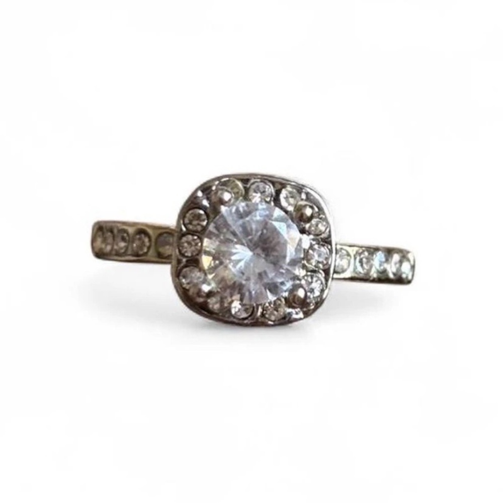 Size 6.5 Silver and clear cubic zirconia ring